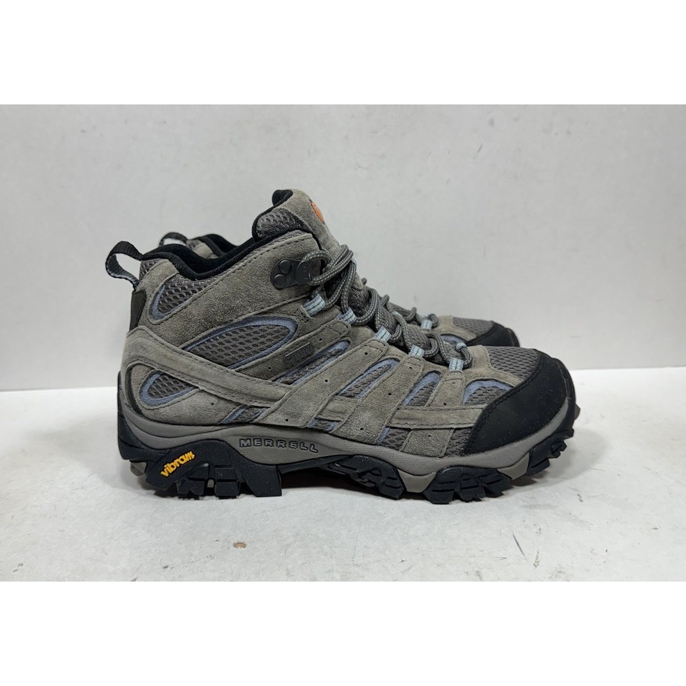 Merrell Moab 2 Mid Womens Size 9.5 Waterproof Hiking Boots Grey Blue J06054